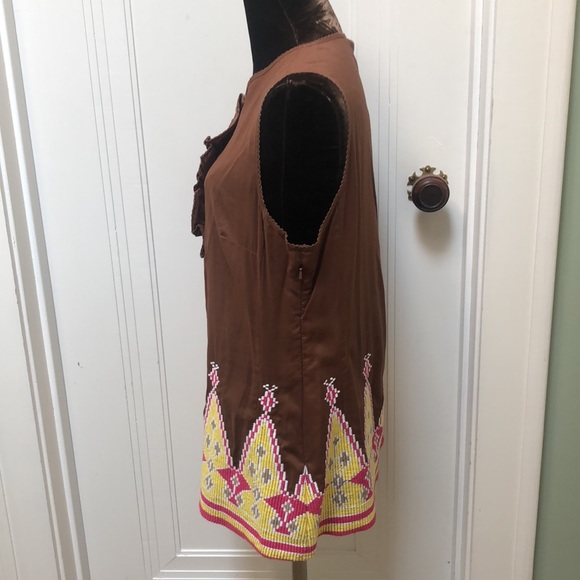 Tory Burch Brown Pink Yellow Sleeveless Tunic NWT - Picture 5 of 14